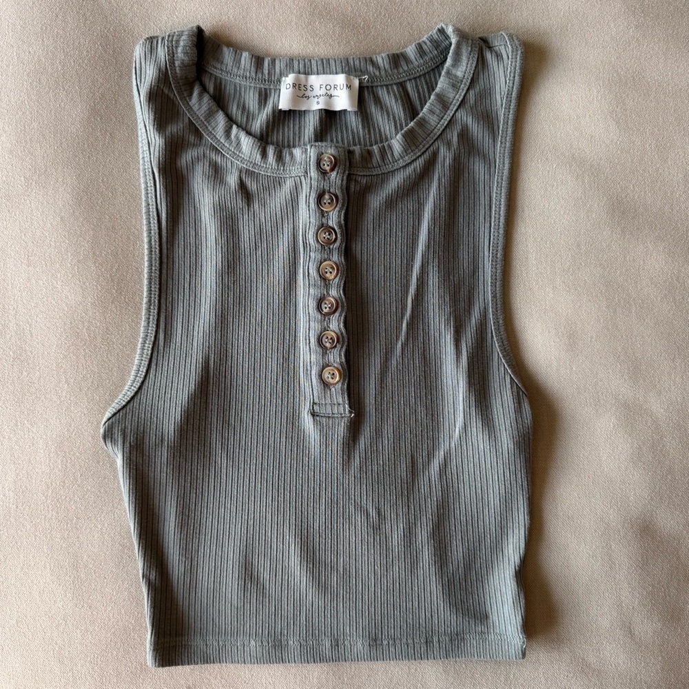 Dress Forum Teal Ribbed Tank Top